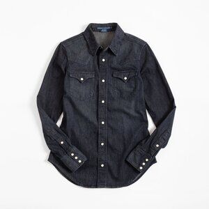 Women's Ralph Lauren Denim Western Pearl Snap Shirt Size 6
